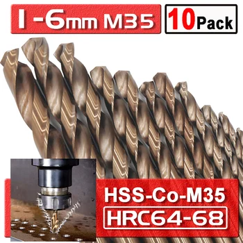 

10 Pcs High Speed Steel HSS M35 Cobalt Twist Drill Bits HSS-Co Bit 5%Co For Metal Drilling 1 1.5 2.5 3 4 5 6mm Drill Bit D30