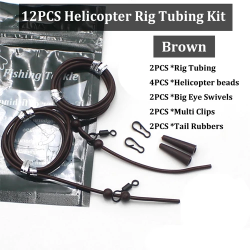 2 Sets Brown 2 компл. Предварительно смонтированные буровые трубки для вертолета Chod буровые установки Chod для волос большой глаз Вертлюг, Карп рыболовные снасти аксессуары - Цвет: 2 Sets Brown