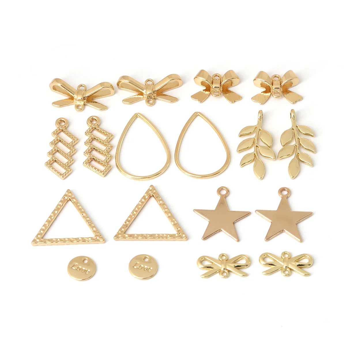 10pcs Metall Charms Leaf Star Heart Knot-bow Geometric earrings necklace handcraft DIY Jewelry findings accessories | Украшения и