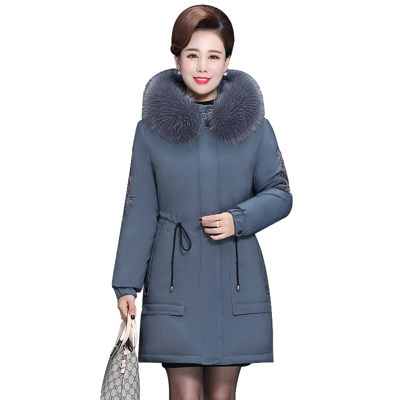 Для женщин осень и зима, Новое поступление, хлопковая XL-5XL старых и пальто для девочки; зимняя куртка хлопчатобумажное пальто утолщенный с длинным разрезом теплое хлопчатобумажное пальто