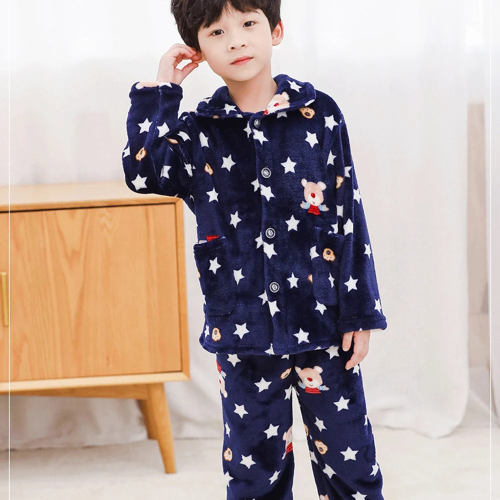 CYSINCOS/Детские фланелевые пижамы; пижамы для маленьких мальчиков и девочек; плотная теплая одежда для сна; комплекты из топа и штанов; зимняя детская одежда для сна