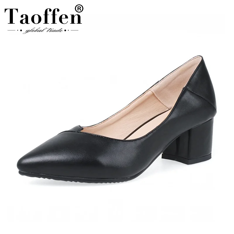 Taoffen 2020 Small Size 31-43 Pu Leather Ladies Pumps Spring New Arrival Party Work Shoes Women Pointed Toe Footwear | Обувь