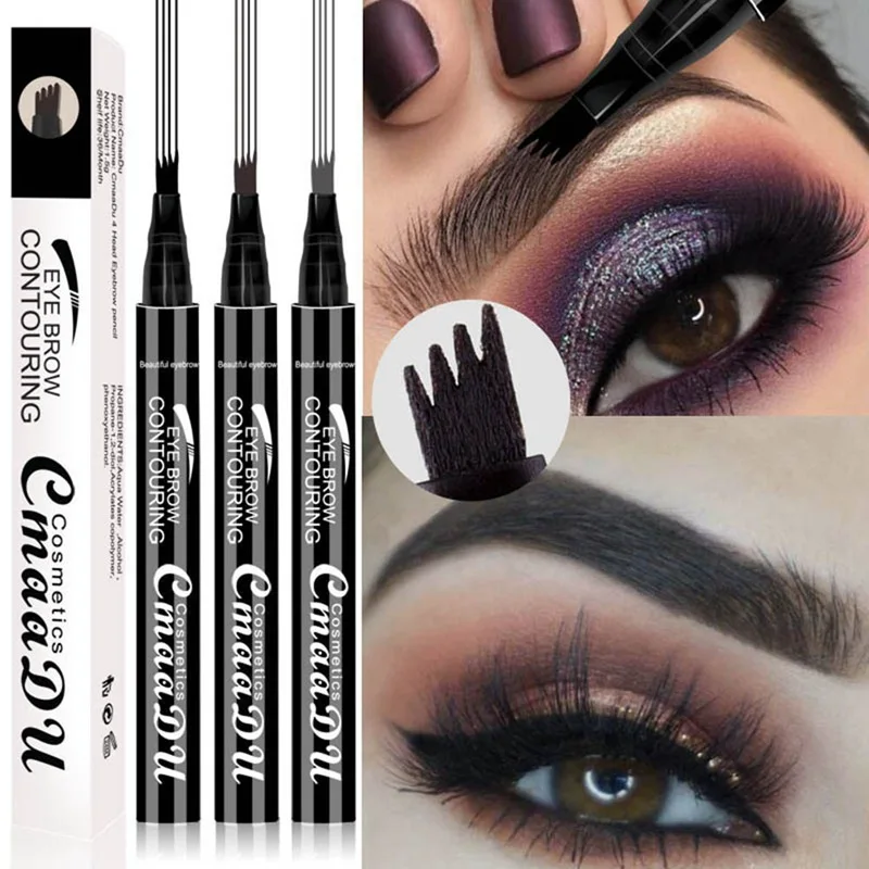 Microblading Eyebrow Pencil Waterproof Fork Tip Tattoo Pen Tinted Fine Sketch Eye Brow Pencils Long Lasting Eyebrows