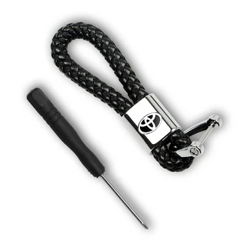 

Metal Keychain Leather Car Key Ring Car key chain For toyota hilux camry chr corolla rav4 yaris prius Auris prado car styling