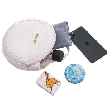 

Small Round Crossbody Bag Elegant Embossed Crocodile Pattern Shoulder Bag Faux Leather Circle Handbag