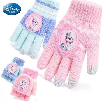 

Genuine Disney Children Frozen Cartoon Girls Glove Elsa FULL Fingers Half Finger Winter Keep Warm Pupil 3-12 Years Children toy