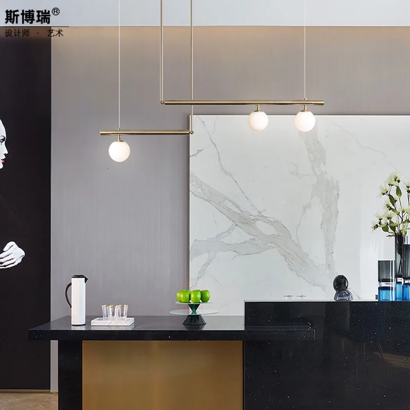 

Modern Restaurant Lamp Glass A Chandelier Arts Toggery Designer Exhibition Room Bar Counter Northern Europe Lamps And