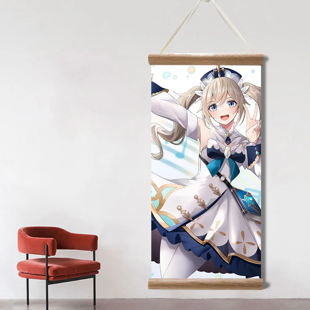 Genshin Impact Poster Barbara Ganyu Xiao Sexy Anime Picture Wall Canvas Posters Art Game Scroll Paintings for Living Room Decor