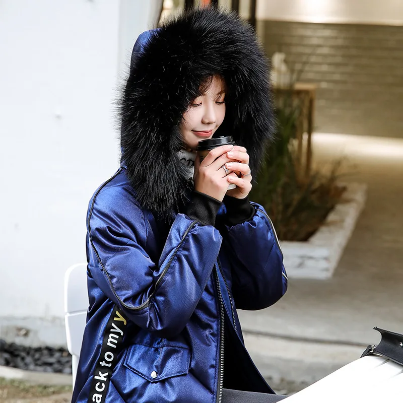 

2018 WOMEN'S Dress Dongdaemun Large Fur Collar Mid-length Autumn & Winter New Style Korean-style Fashion Liangsi down Jacket Cot