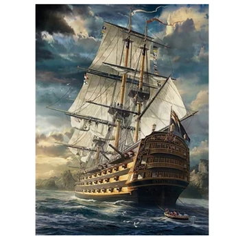 

5D DIY Diamond Painting Cross Stitch Ship on Sea Full Square Diamond Embroidery Round Diamond Mosaic