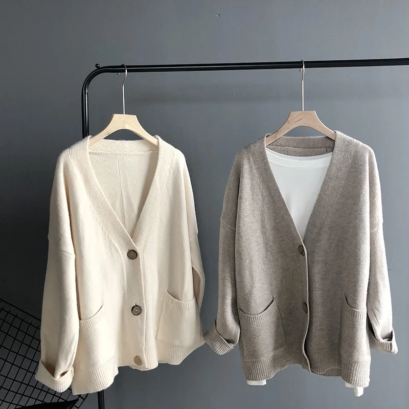 

Mooirue Winter 2019 Women Sweet Knitted Cardigan Slim Outwear Feminino Pink Gray Knitwear
