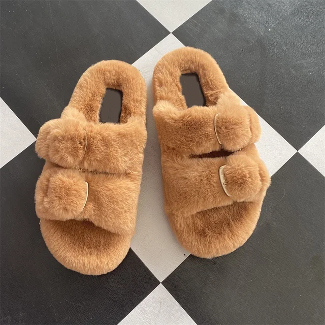 Ladies Slippers Wholesale Faux Fur Slides Women Home Slippers