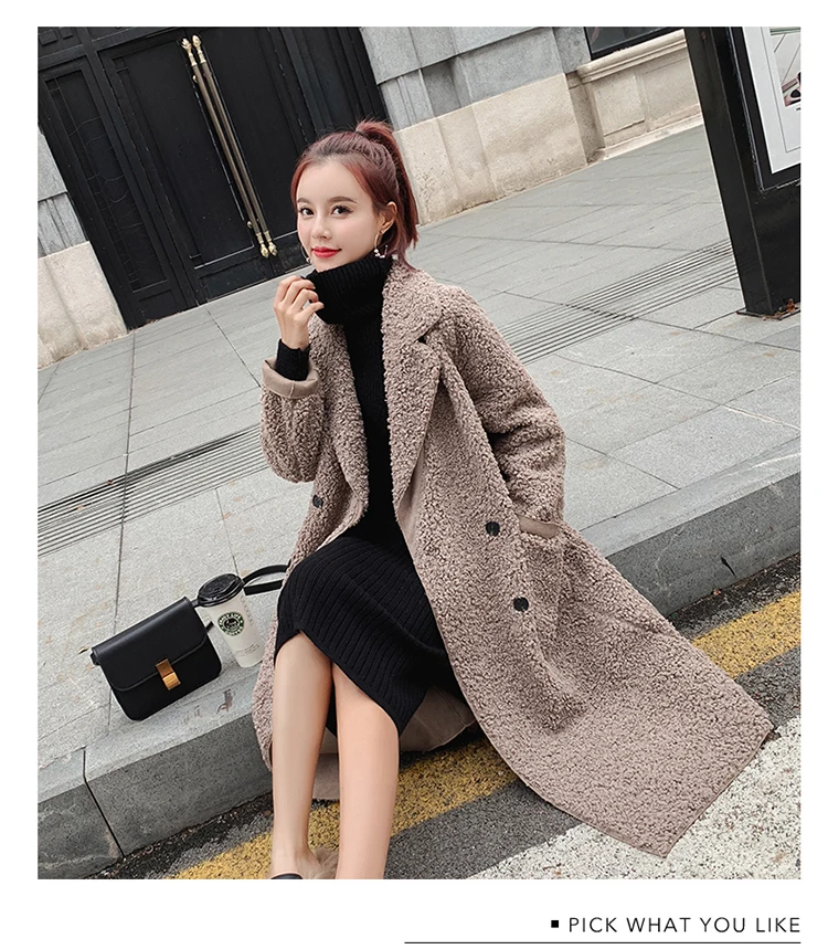 Autumn And Winter European Goods Lambs Wool Tops Women's Mid-length Versatile Fur Plush Thick Coat Fashion