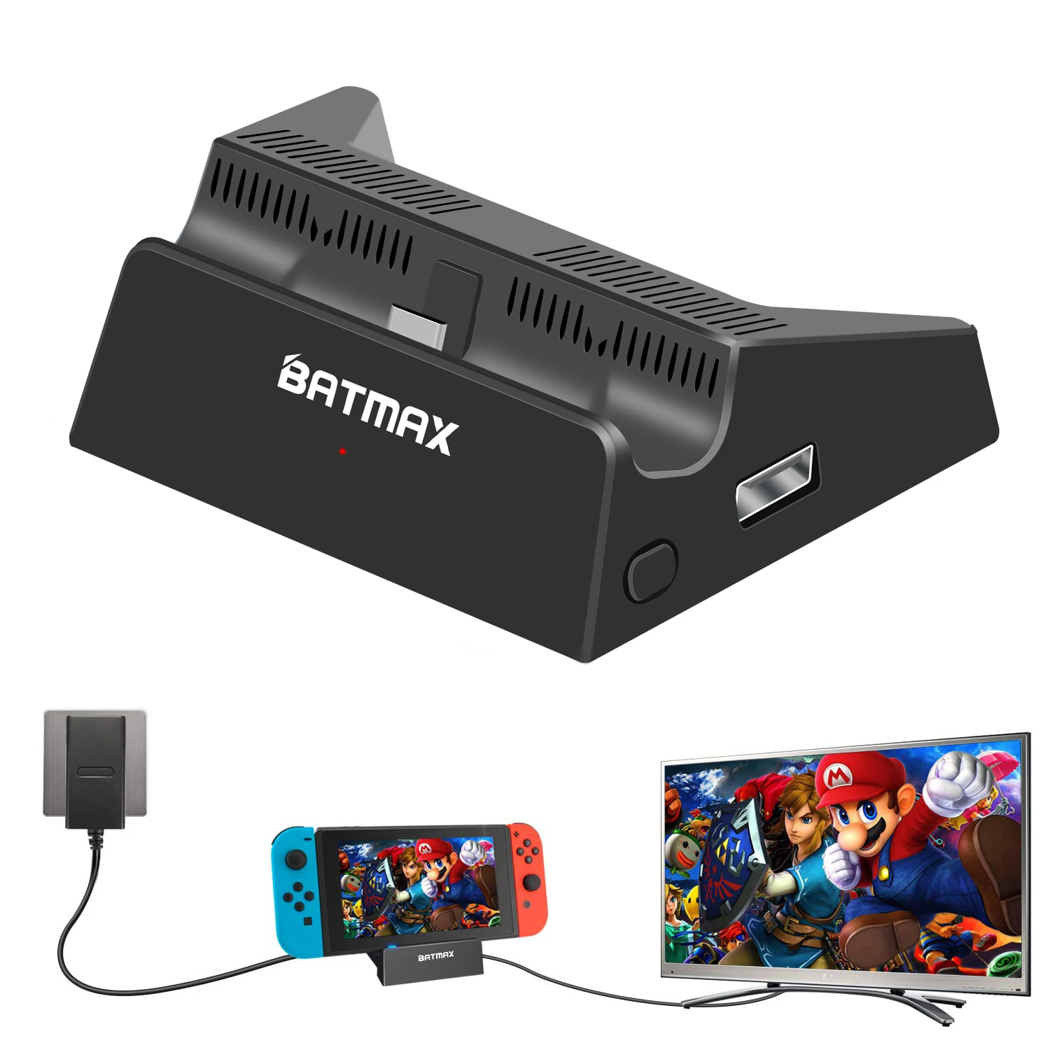 Switch Dock Tv, Dock Station Per Interruttore Di Ricarica Portatile Per Nintendo Switch, Supporto Docking Switch Adattatore Tv Hdmi 4K/ 1080P