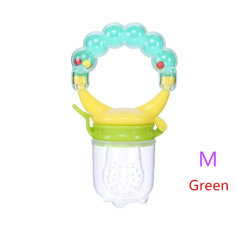 Детская соска свежая еда для фруктов, молока бутылочки для кормления учатся для кормления питья вода соломенная ручка Прорезыватель пустышка с колокольчиком - Цвет: Green M