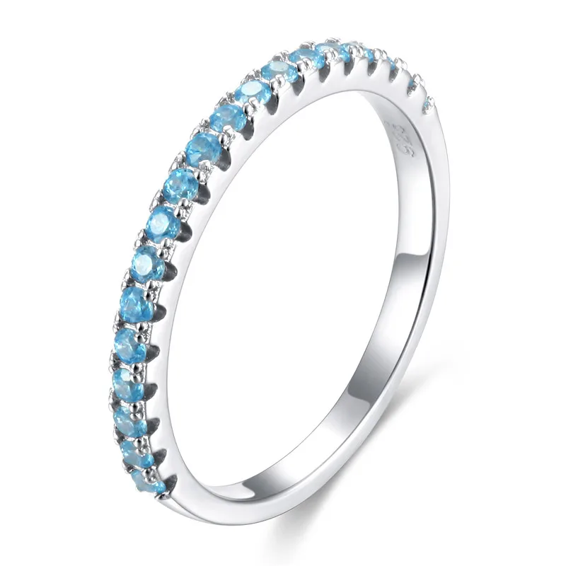 Tigrade, 925 пробы, серебряные кольца для женщин, обручальное кольцо, кубический цирконий, тонкое 2 мм кольцо, модное женское S925 ювелирное изделие, Размер 3 - Цвет основного камня: Dark Blue CZ
