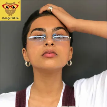 

2019 Fashion Women Sunglasses Transparent Purple Trendy Personality Small Square Men Sun glasses Clear lens glasses UV400