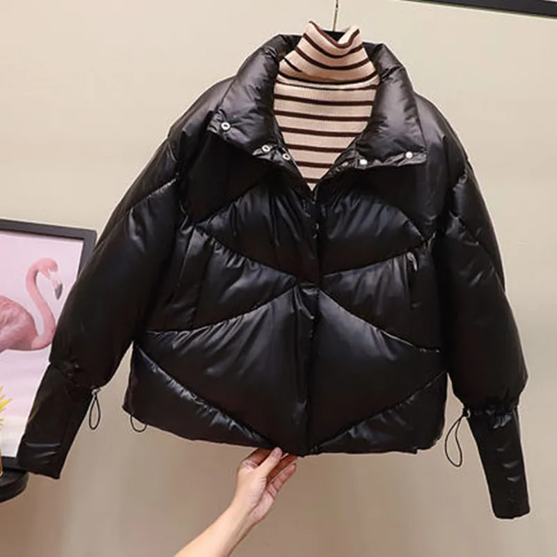 Winte jacket women Thick Parkas Casual Loose Down Cotton Jacket Warm Cotton Padded parka Women Fashion Glossy Plus size OverCoat