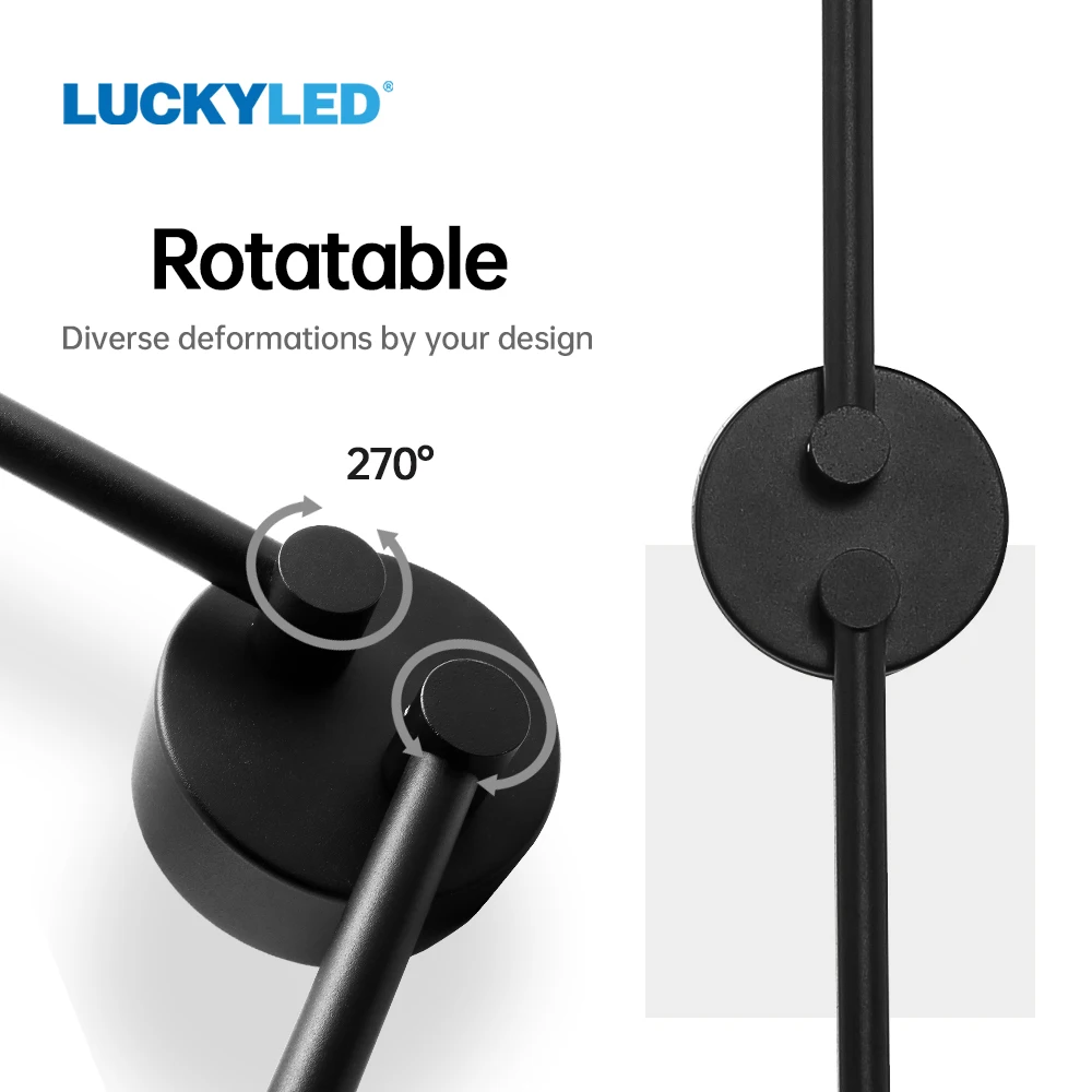 LUCKYLED Led Wall Lamp Rotation Adjustable with Switch Led Wall Lights Interior Living Room Bedroom Modern Sconce Lamp