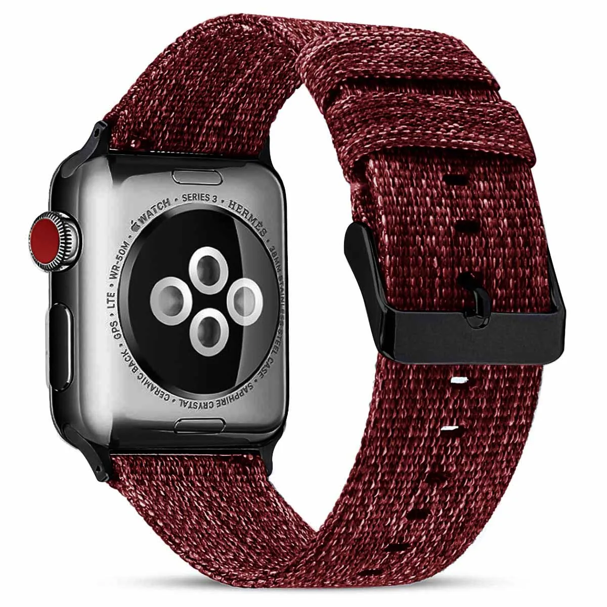 Тканый нейлоновый ремешок для наручных часов Apple Watch серии 3/2/1 38 мм 42 мм дышащий сменный ремешок Спортивные петли для наручных часов iwatch серии 5 4 40 мм 44 мм - Цвет ремешка: Красный