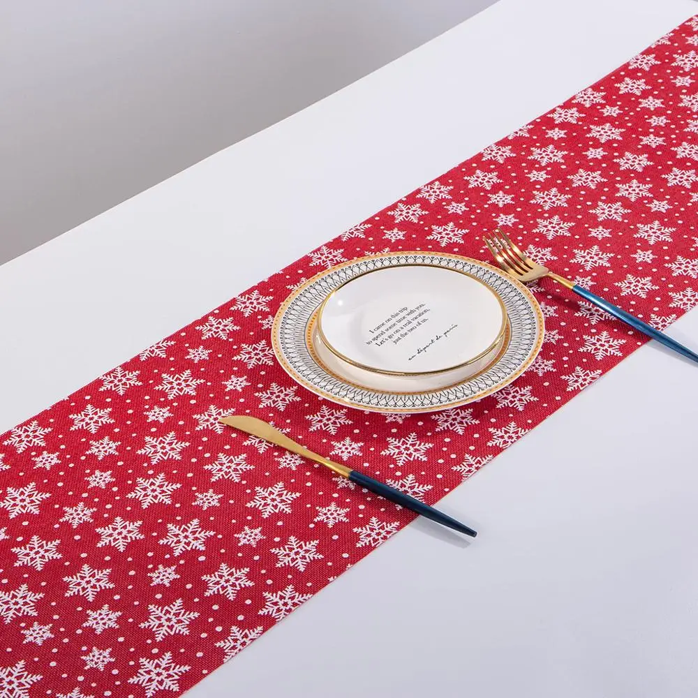 Рождественская Снежинка, настольный флаг с рождеством, красная снежинка, снеговик, длинная скатерть, 270 см, домашний декор, настенный haning@ 30 - Цвет: Table Runner