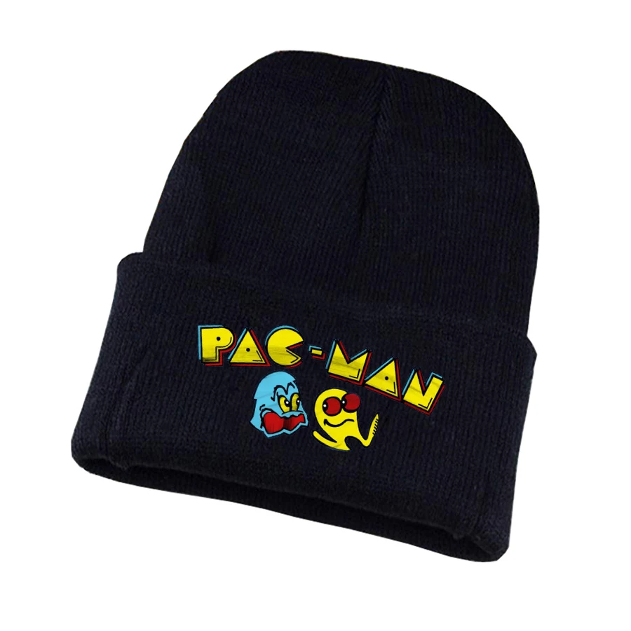 Игра Pacman вязаная шапка для косплея унисекс принт Для Взрослых Повседневная хлопковая шапка для подростков зимняя вязаная шапочка