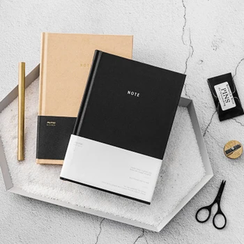 

Simple student handmade hardcover hard shell notebook creative trend inside page black hand-painted blank notebook gift notebook