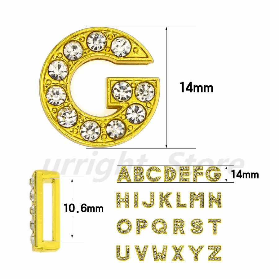 10mm-金色字母穿戴-尺寸整体图
