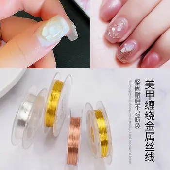 

2 Roll Copper Wire Metal Nail Art Decoration Charm Line DIY Design 3D Tips Gold Silver Rose Gold nails Jewelry Manicure Supplies