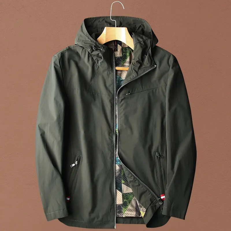 spring and autumn mountaineering jacket men's thin windbreaker fashion loose hooded men's coat