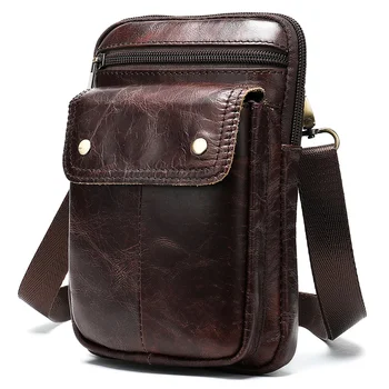 

AURAY Vintage Men's Shoulder Waist Bag Pack Luxury Men Genuine Leather Messenger Bag Crossbody Bags For Men Small Fashion Bag