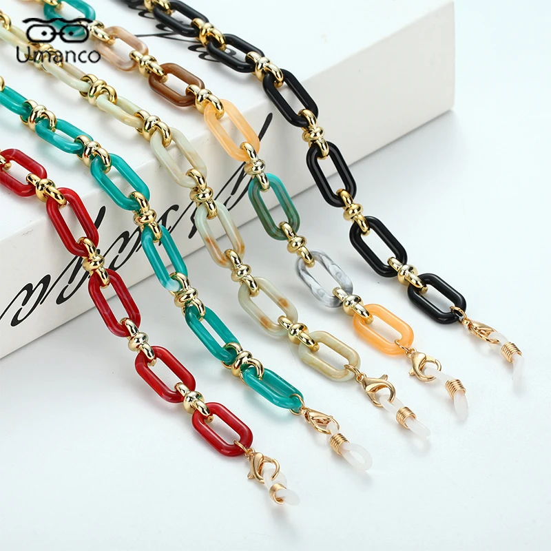 

Umanco 70cm Colorful Acrylic Resin Glasses Chain for Women Vintage Punk Link Mask Cord Hanging Neck Anti-skid Sunglasses Chains