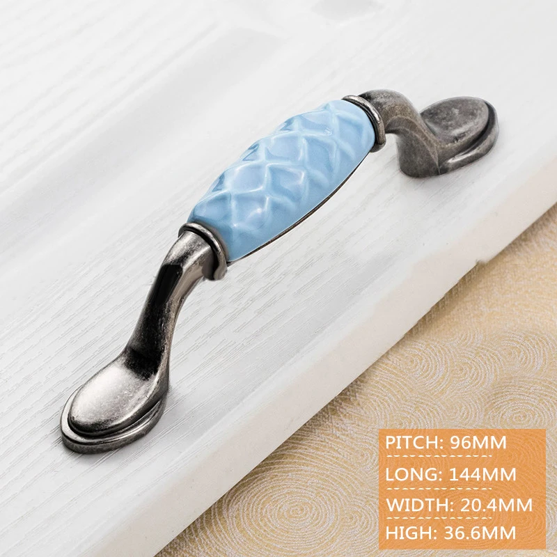 

Shabby Chic Ceramic Door Knobs | Cupboard Handles | Blue Green Cabinet Pulls