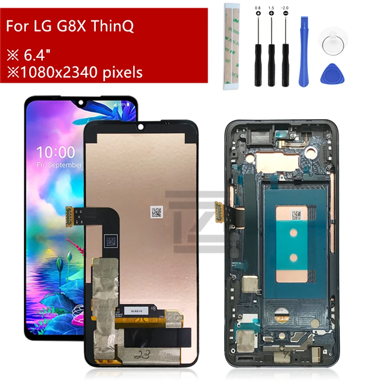 

For LG G8X ThinQ LCD Display Touch Screen Digitizer Assembly +Frame Display Replacement For LG G8X LCD Display LLMG850EMW 6.4''