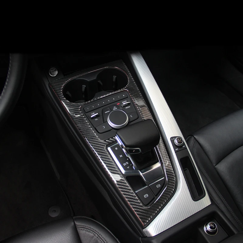 Коробка переключения передач автомобиля из углеродного волокна Панель держатель стакана воды рамка Крышка отделка Аксессуары для Audi a4 b9- автомобиль