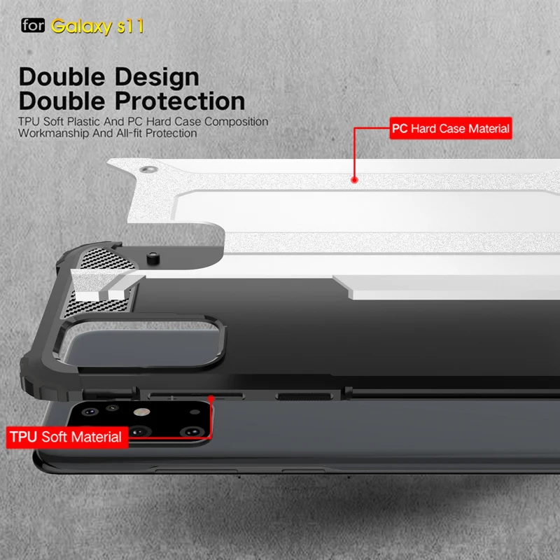 Прочный двухслойный защитный чехол для samsung Galaxy S11 S11e S10 S9 Note 10 Plus A10 A30 A40 A50 A71 A51 сверхпрочный противоударный чехол