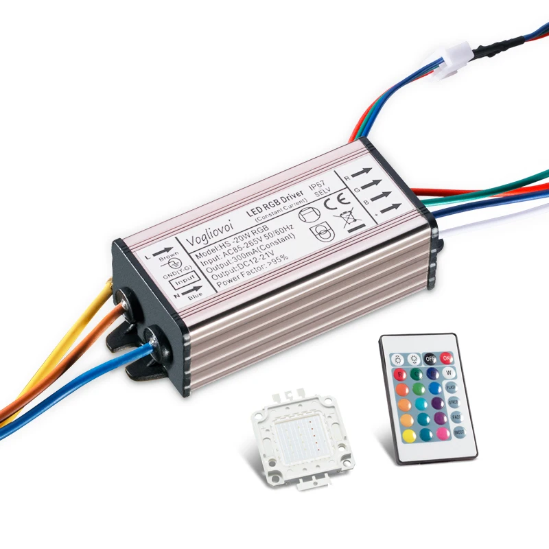 Vogliovoi 10 Вт dmx RGB драйвер AC85-265V Водонепроницаемый Алюминий серебро с памятью 24Key
