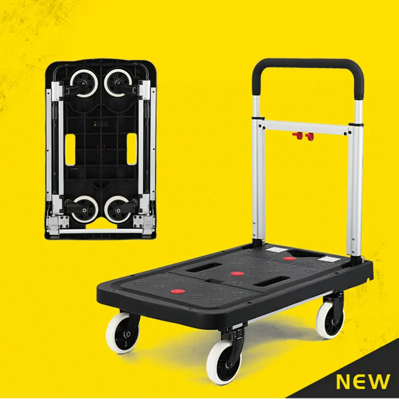 Folding Flatbed Cart, Four-Wheeled Turtle Pull Cargo, Portable Trolley Truck with 330 Lbs Weight Capacity