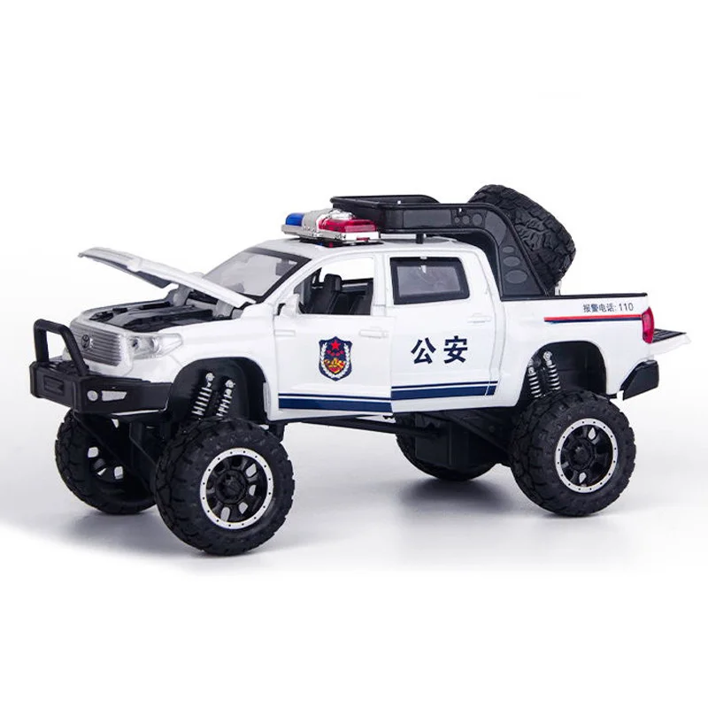 1:32 Toyota Tundra Alloy Diecast SUV Big Wheels Police Car Model with Lights Music Function Metal Vehicles Adult Gifts | Игрушки и хобби