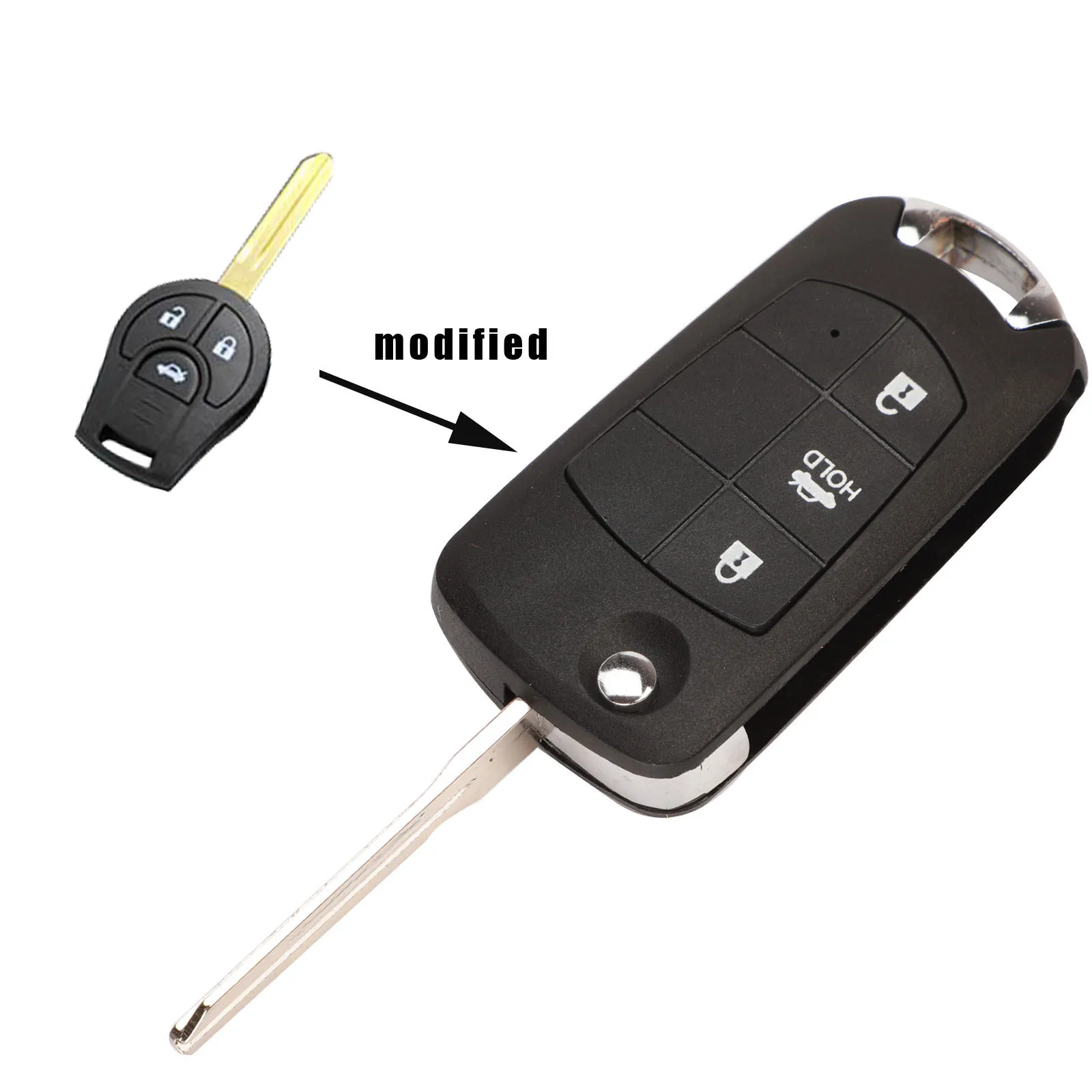 

jingyuqin 3 Buttons Flip Folding Remote Key Shell Car Case Fob Cover For NISSAN Maxima Sentra Versa Sylphy