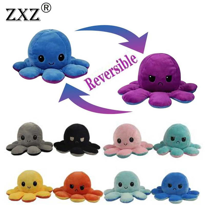 

ZXZ Reversible Octopus Plush Toy Pillow Colorful Soft Simulation Poulpe Doll Cute Stuffed Plush Flip Toy Baby Gift