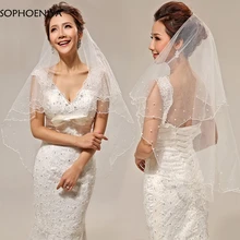 Модная недорогая короткая свадебная вуаль цвета слоновой кости, дешевые свадебные аксессуары, вуаль для свадьбы Abendkleider sluier