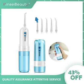 

Oral Irrigator USB Recharge Cordless Water Teeth Cleaner Travel Foldable 5 Jet Tips 4 Modes Adult Water Flosser