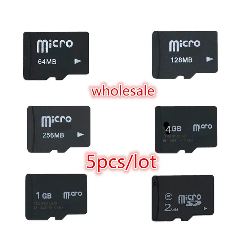 Большая Акция! 5 шт./лот TF-карта 2 Гб 1 ГБ 512 МБ 256 Мб 128 64 Micro-карта SD 4 8 карта памяти