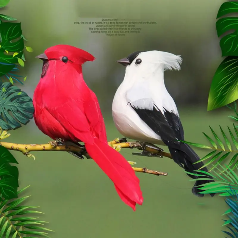 

10 Pcs Artificial Foam Feather Simulation Bird with Clips for Christmas Tree Dec D0AC