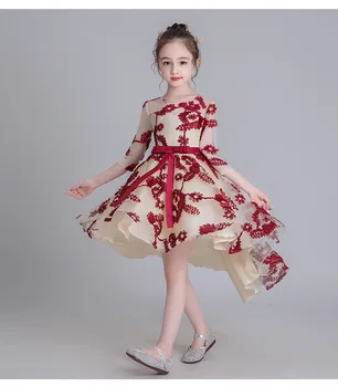 

New children's 5-10 years old princess dress autumn tailing performance clothes girls net gown dress girl print children's dress