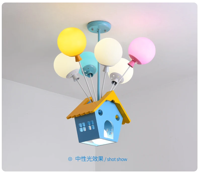 Cartoon Creative Flying Roof Hanging Lamp LED Blue Balloon Hanging Lamp for Children's Rooms in Boys'and Girls' Bedrooms