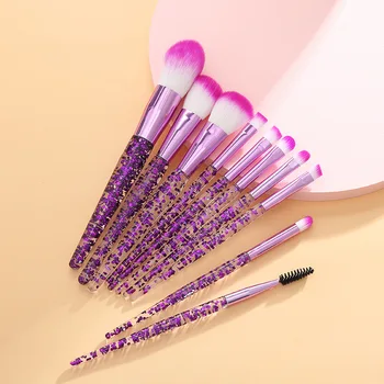 

10Pcs/Set Transparent Makeup Brushes Tool Set Cosmetic Powder Eye Shadow Foundation Blush Blending Beauty Make Up Brushes