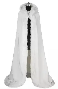

New Elegant White Ivory 2020 Warm Bridal Cape Winter Fur Women Jacket Bridal Floor Length Cloaks Long Party Wedding Coat QA1261
