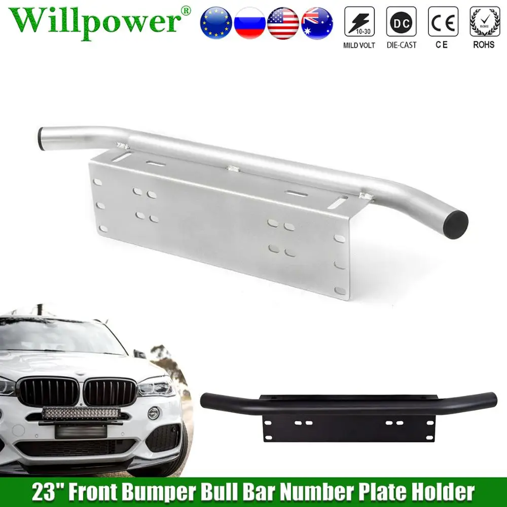 

SUV Offroad Bumper Bull Bar Number Plate Frame Holder 4X4 Truck LED Work Light Bar Headlight Driving Fog Lights Mounting Bracket